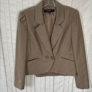 Nine West Women's Classic Beige plaid Blazer size 8 Petite